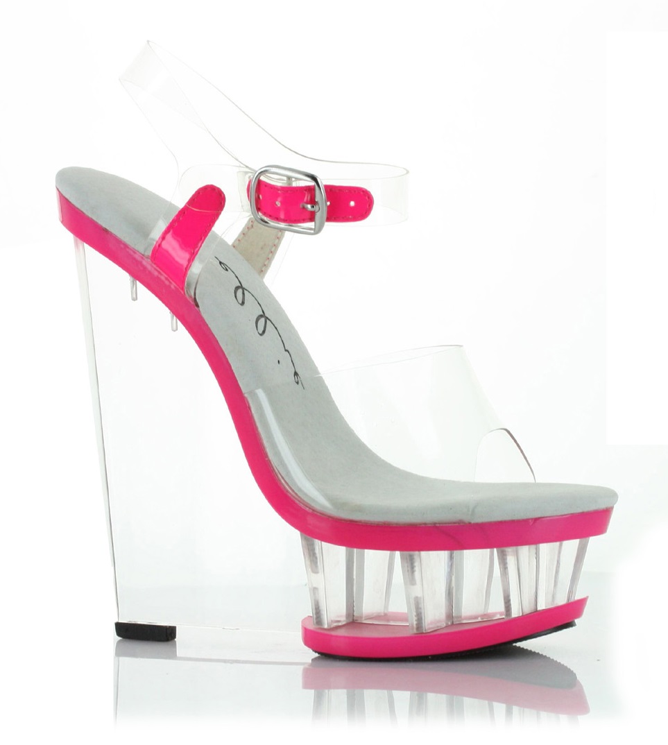 Shana - 6 Inch Clear and Neon Wedge